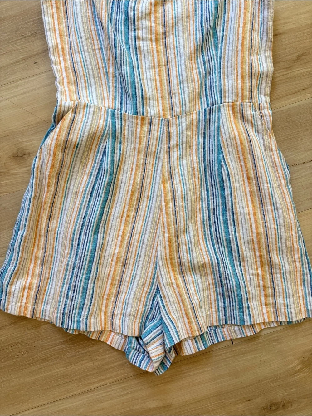 Reformation Striped Linen Short Romper Size 10